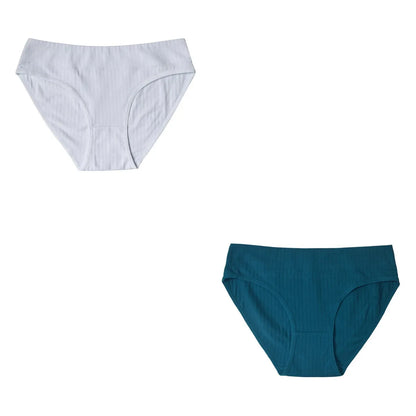 2PCS/Set Cotton Panties Women Low Waist Seamless Underwear Solid Color Comfort Breathable Briefs Sexy Lingerire M-XL Intimates