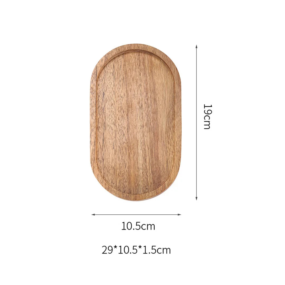 Wooden Serving Tray Solid Wood Pallet Oval/Rectangle Plate Food Dessert Fruit Coffee Tea Cup Dishes Platters Kitchen Accessories