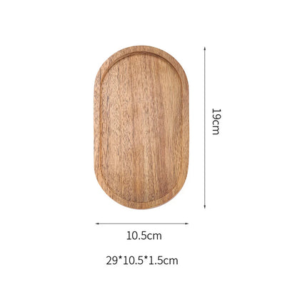 Wooden Serving Tray Solid Wood Pallet Oval/Rectangle Plate Food Dessert Fruit Coffee Tea Cup Dishes Platters Kitchen Accessories