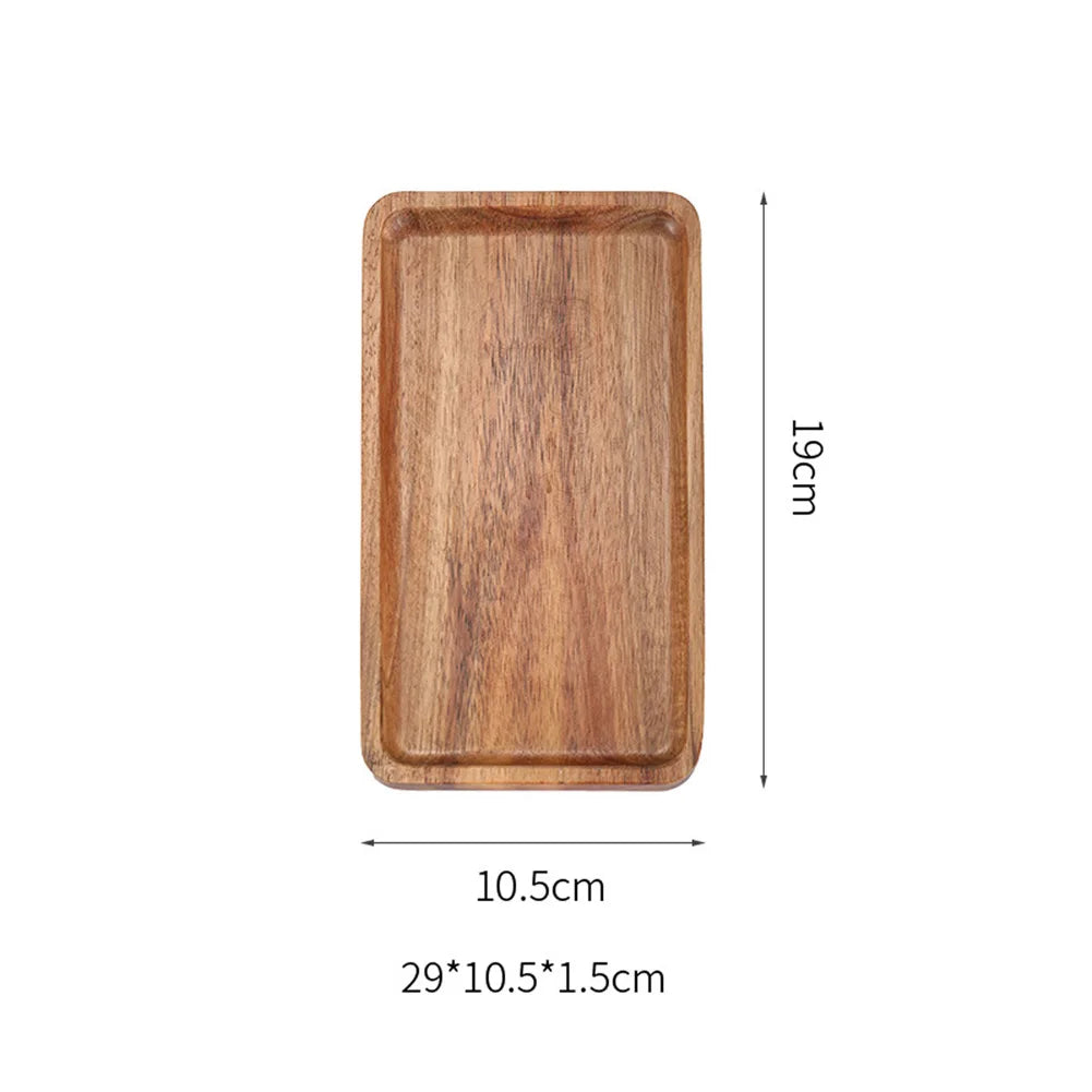 Wooden Serving Tray Solid Wood Pallet Oval/Rectangle Plate Food Dessert Fruit Coffee Tea Cup Dishes Platters Kitchen Accessories