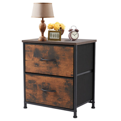 JHK Nightstand Bedside Coffee Sofa Tea Table Storage Closet Chest Clothes Display For Bedroom 2 Fabric Drawers Cabinet Furniture