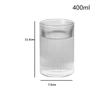 1/3/6PCS Japanese Striped Heat-Resistant Glass Transparent Water Cup Home Net Celebrity Ins Drinking Juice Cup Wine Glasses