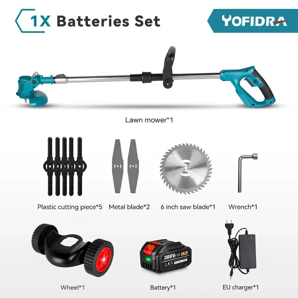 1500W 7 Inch Cordless Electric Lawn Mower Length Adjustable Handheld Rechargeable Garden Pruning Tools For Makita 18V Battery