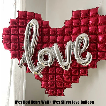 Heart Shaped Background Wall Foil Balloon Love Letter Balloons for Wedding Party Happy Valentines Day Home Decoration Supplies