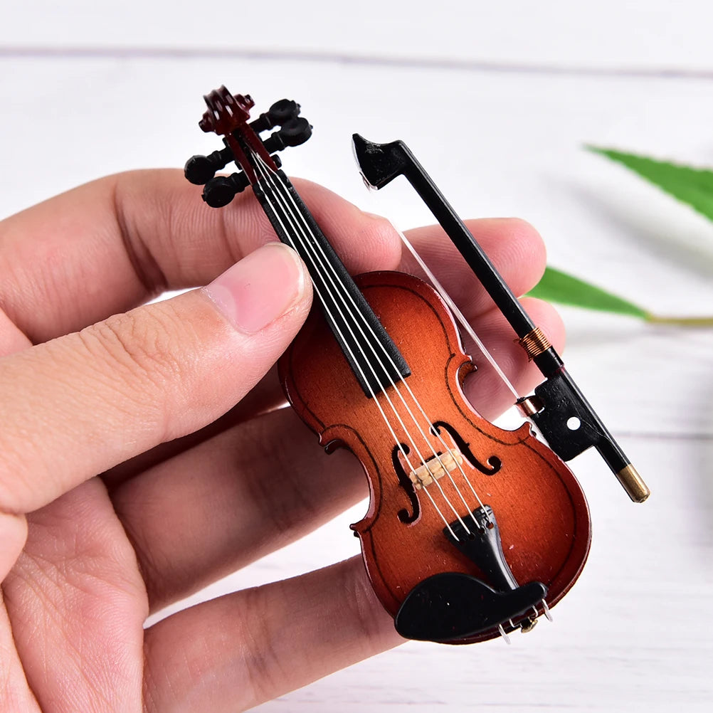 Miniature Music Instrument Plastic Mini Violin Ornament Plastic Crafts DIY Home Decoration With Support