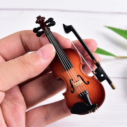 Miniature Music Instrument Plastic Mini Violin Ornament Plastic Crafts DIY Home Decoration With Support