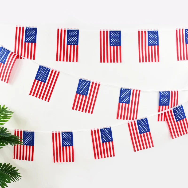 USA Flags American String Flags Banner for Patriotic Events 4th of July Independence Day Supplies Sport Bar Bunting Banner Decor