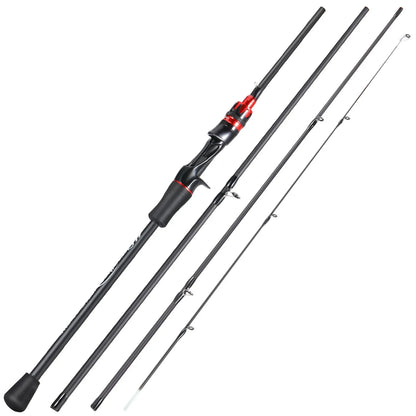 Sougayilang Casting Spinning Fishing Rod 2.1m UltraLight Carbon Fiber Rod Pole 4 Section with EVA Handle 0.8-5g Lure Weight