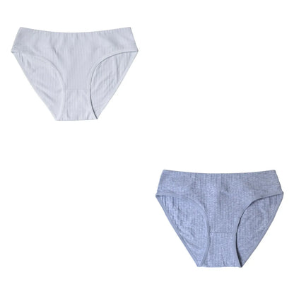2PCS/Set Cotton Panties Women Low Waist Seamless Underwear Solid Color Comfort Breathable Briefs Sexy Lingerire M-XL Intimates