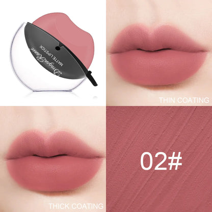 Lip-shaped Lipstick Makeup Temperature Color Changing Lazy Lipstick Velvet Matte Moisturizing Lip Gloss Waterproof Non-stick Cup