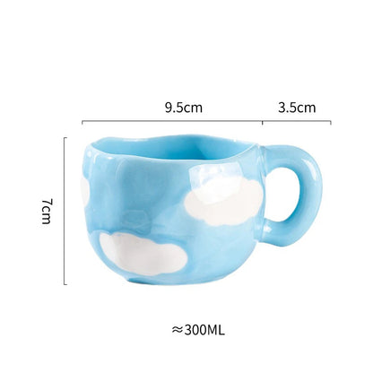 300ML Creative Hand Pinched Irregular Flower Ceramic mug Handmade Coffee Cup Breakfast Milk Afternoon tea cups Korean Style Mugs