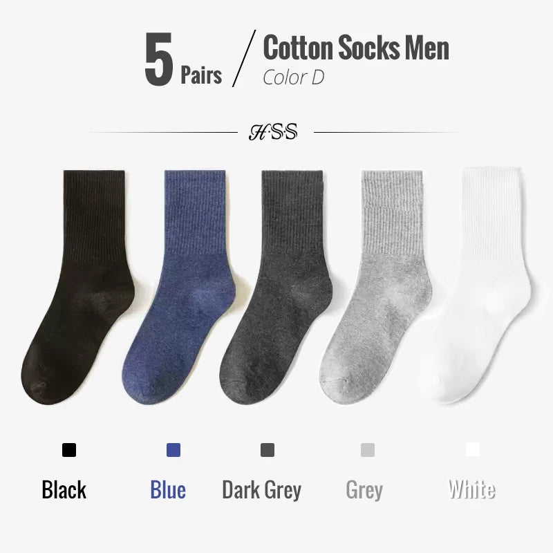 HSS 95% Combed Cotton Socks Men Business Dress Long Socks Soft Breathable Spring Summer Colorful Sock For Man 5Pairs/Lot