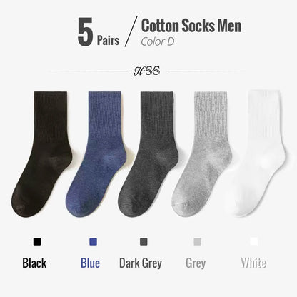 HSS 95% Combed Cotton Socks Men Business Dress Long Socks Soft Breathable Spring Summer Colorful Sock For Man 5Pairs/Lot