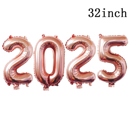 1set Happy New Year Wine Bottle Foil Balloons confetti balloons Christmas Happy New Year Party Decoration 2025 New Year balloons