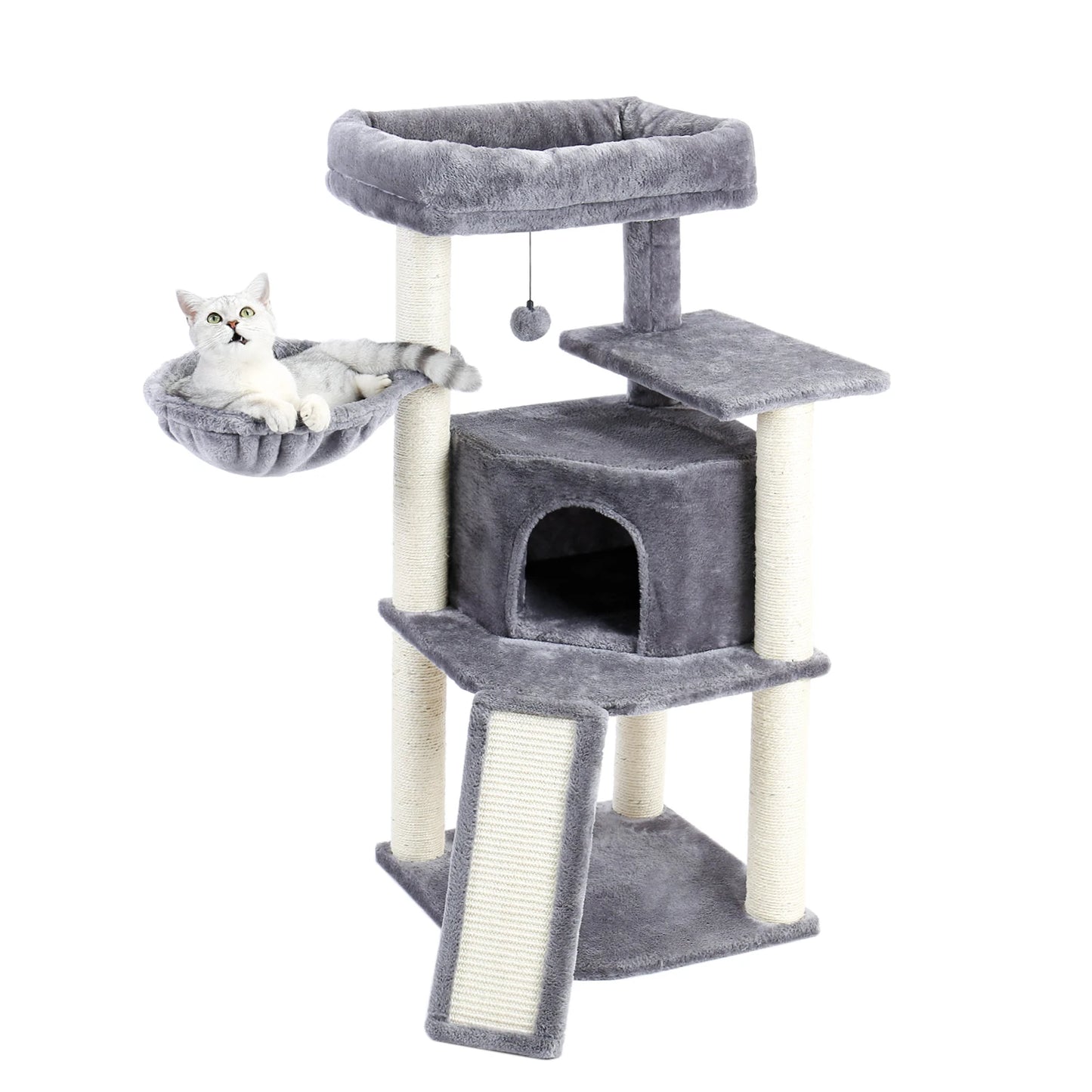 Free Shipping Multi-Level Cat Tree For Cats With Cozy Perches Stable Cat Climbing Frame Cat Scratch Board Toys Cat Furniture