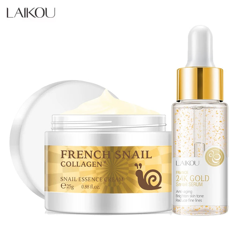 LAIKOU Sakura Serum And Collagen Face Cream Cherry Blossom Essence Moisturizing Brightening Shrink Pores Face Care Set