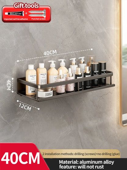 punch-free bathroom rack bathroom shelf toilet space aluminum no drill hanging rack bathroom organizer hang on the wall