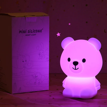 Mini Kawaii Popular Cat Baby Night Lamp 7-color Pat Touch Color-changing Eye Protection Bedroom Bedside Nightlight Gift Children