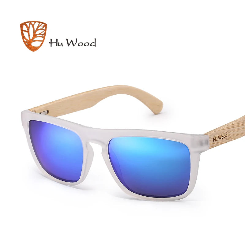 HU WOOD Sunglasses for Men Zebra Wood Polarized Sun glasses Rectangle Lenses Driving UV400 Protection Eyewear Wooden GR8002