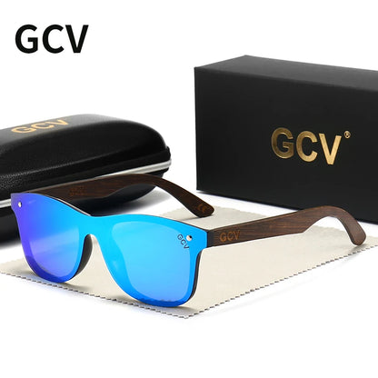 GCV Natural Wooden Photochromic Sunglasses Men Polarized Fashion Sun Glasses Original Wood Oculos De Sol Masculino