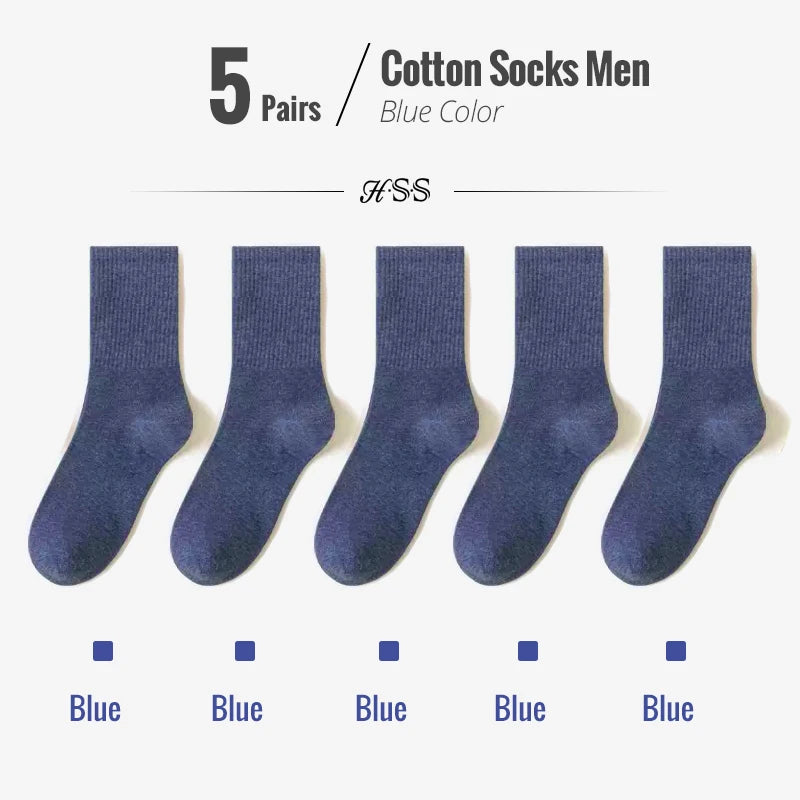 HSS 95% Combed Cotton Socks Men Business Dress Long Socks Soft Breathable Spring Summer Colorful Sock For Man 5Pairs/Lot