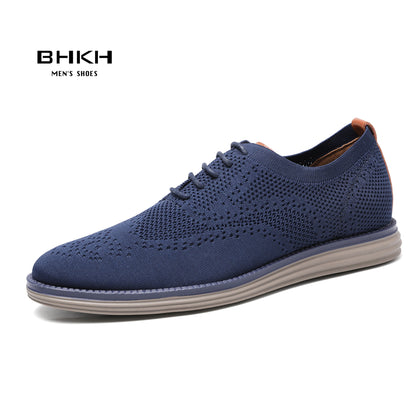 BHKH Breathable Knitted Mesh Casual Shoes Lightweight Smart Casual Shoes Office Work Footwear Men Shoes