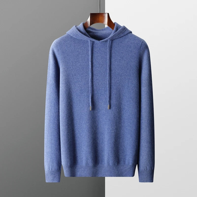 MVLYFLRT Men's One-piece ready-to-wear Hoodie 100% Merino Wool Knitted Sweatshirt Autumn Winter Casual Large Top Long Sleeved