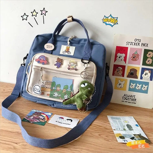 JIAERDI Kawaii Ita Bag For Teenage Girls Harejuku Preppy Backpack Women Cartoon Transparent JK Shoulder Bag Female Bolso Mujer