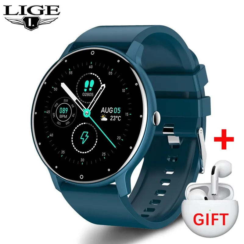 LIGE New Men Smart Watch Real-time Activity Tracker Heart Rate Monitor Sports Women Smart Watch Men Clock For Android IOS