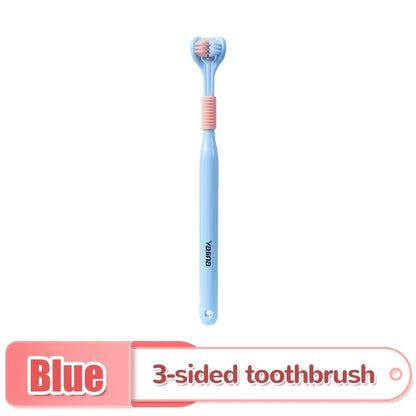 3D Stereo Three-Sided Toothbrush Ultra Fine Soft Hair Adult Toothbrush Tongue Scraper Deep Cleaning Health Oral Care Teeth Brush