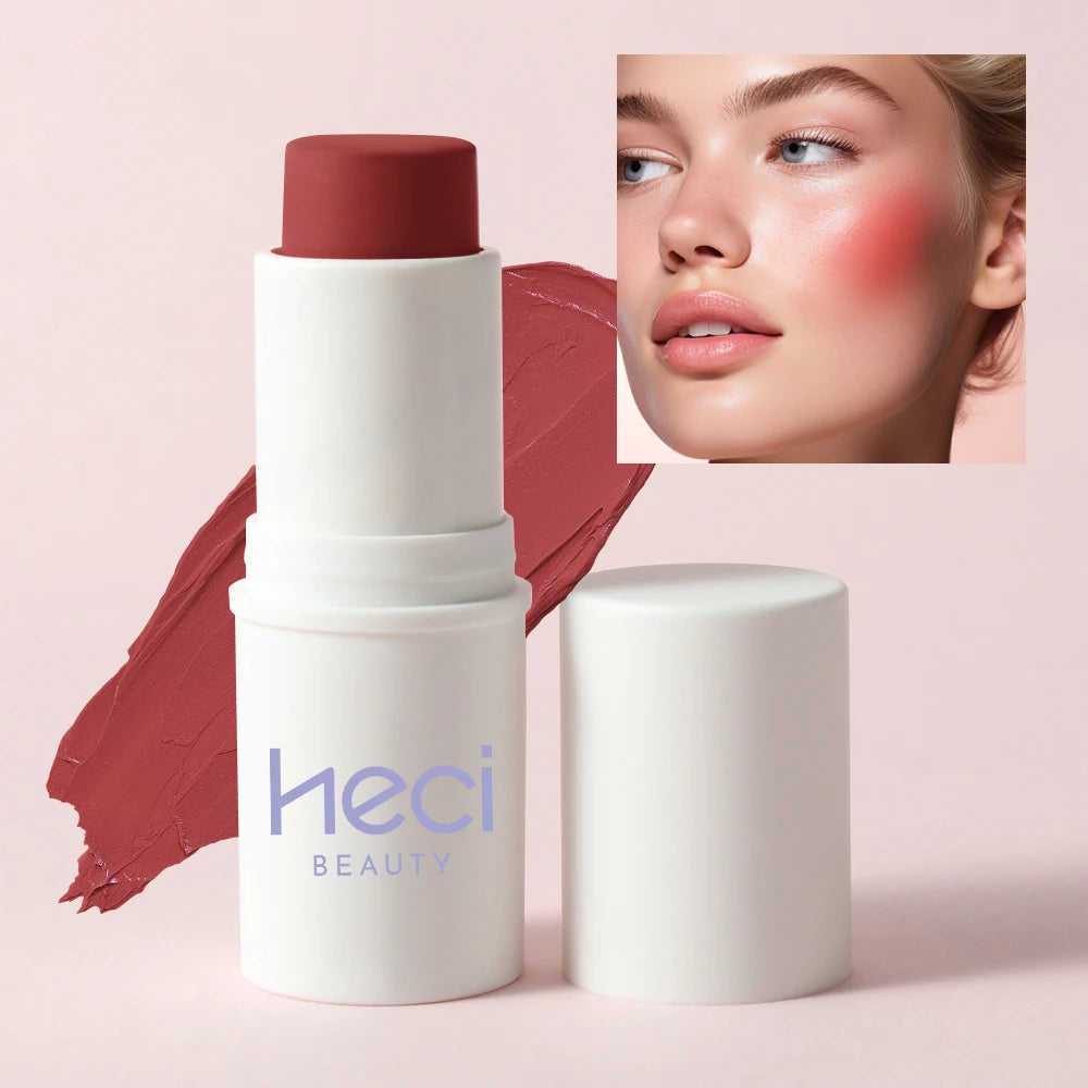 Multi-Tone Creamy Blush Stick Makeup Long-Lasting Waterproof Simple High-End Lip Cheek Tint High Pigment Hydrating Pink Blusher