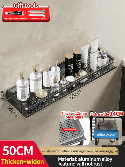 punch-free bathroom rack bathroom shelf toilet space aluminum no drill hanging rack bathroom organizer hang on the wall