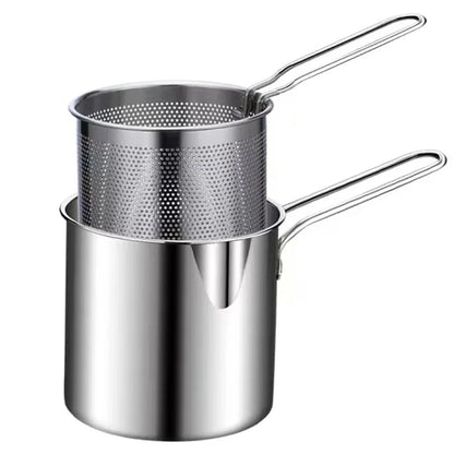 Stainless Steel Deep Fryer With Frying Basket Multifunctional Small Pot Kitchen Specific Frying Chicken And Other Cooking Tools