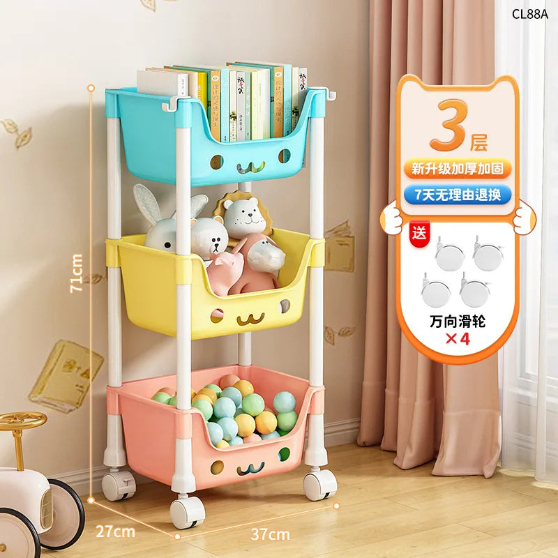 Toy Storage Trolley Bookshelf Snack Rack For Children Storage Organizer Bathroom Accessories Closet Organizer Kitchen Storage