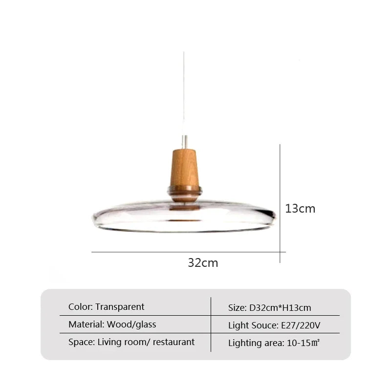 Retro Glass Pendant Lights Loft Industrial Decor Modern Wood Hanging Lamp Suspension Luminaire for Living Room Fixtures E27