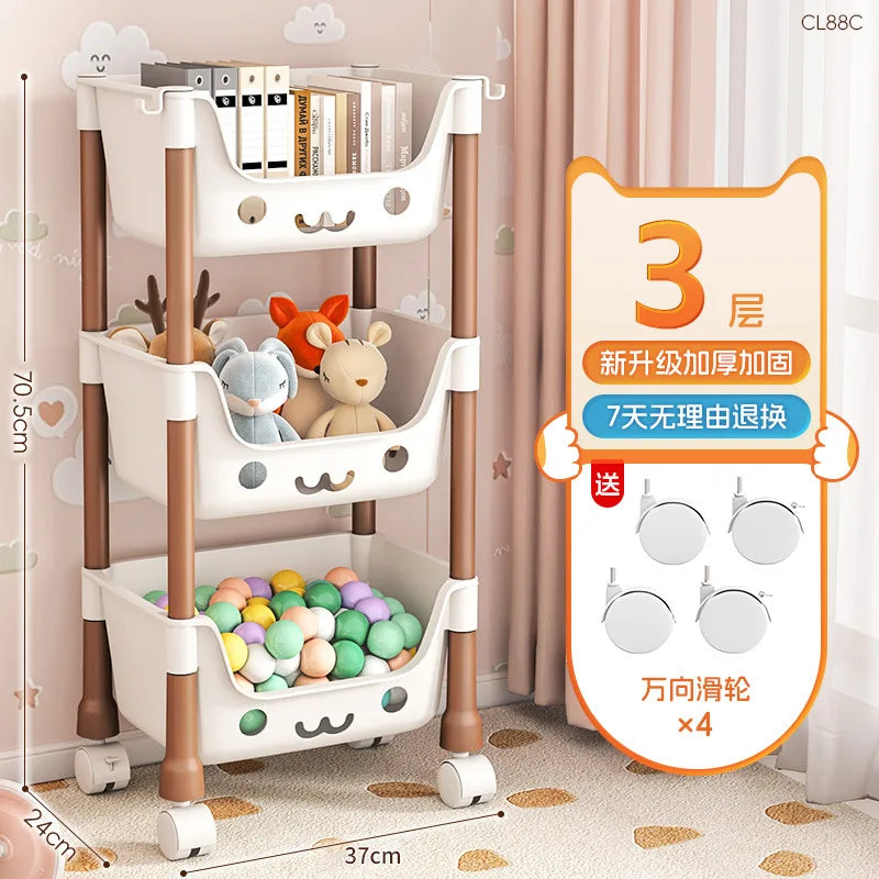 Toy Storage Trolley Bookshelf Snack Rack For Children Storage Organizer Bathroom Accessories Closet Organizer Kitchen Storage