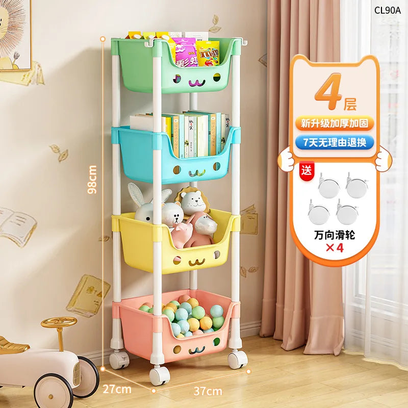 Toy Storage Trolley Bookshelf Snack Rack For Children Storage Organizer Bathroom Accessories Closet Organizer Kitchen Storage