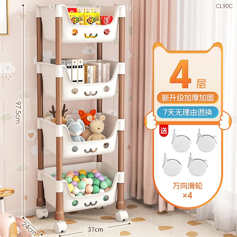 Toy Storage Trolley Bookshelf Snack Rack For Children Storage Organizer Bathroom Accessories Closet Organizer Kitchen Storage