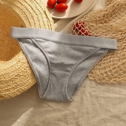 M-XL Women's Thread Cotton Underwear Large Size Sexy Seamless Panties Simple Low Waist Girls Thong Briefs