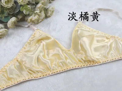 100% Mulberry silk bra Wireless Ultrathin bra double faced silk bra underwear