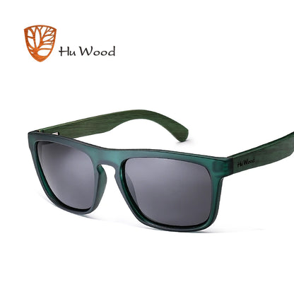 HU WOOD Sunglasses for Men Zebra Wood Polarized Sun glasses Rectangle Lenses Driving UV400 Protection Eyewear Wooden GR8002