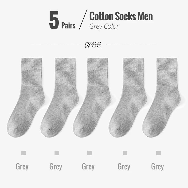 HSS 95% Combed Cotton Socks Men Business Dress Long Socks Soft Breathable Spring Summer Colorful Sock For Man 5Pairs/Lot