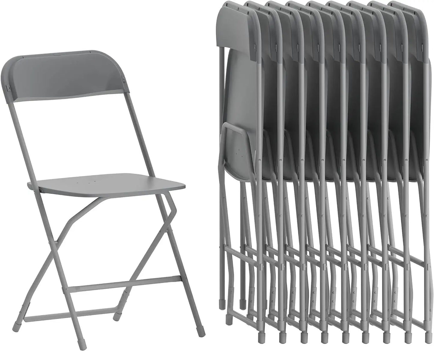 Hercules Series Plastic Folding Chair - White - 10 Pack 650LB Weight Capacity Comfortable Event Chair-Lightweight Folding Chair