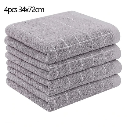 Homaxy 4/6pcs 100% Cottton Kitchen Towel Absorbent Dishcloth Ultra Soft Kitchen Cloths Drying Hand Towels Home Cleaning Tools