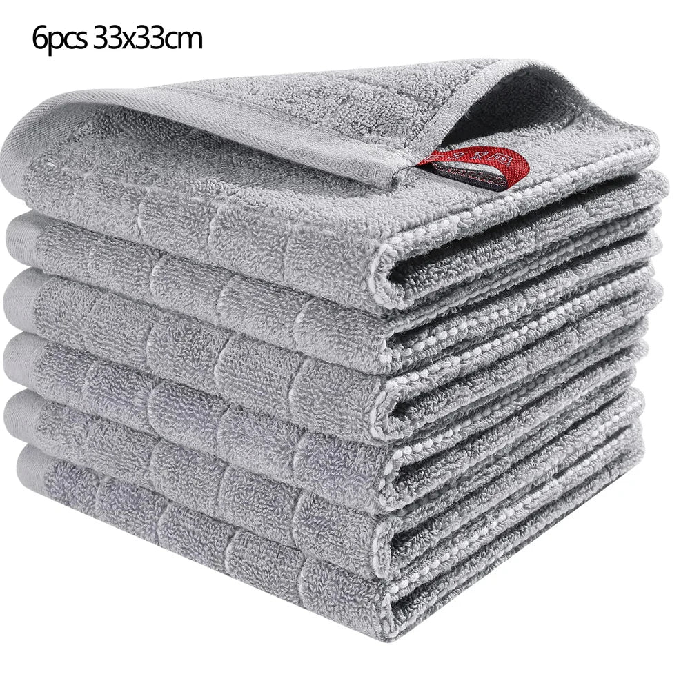 Homaxy 4/6pcs 100% Cottton Kitchen Towel Absorbent Dishcloth Ultra Soft Kitchen Cloths Drying Hand Towels Home Cleaning Tools