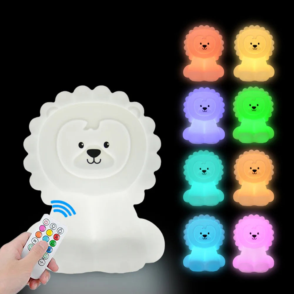 Owl LED Night Light Touch Sensor Remote Control 9 Colors Dimmable Timer Rechargeable Silicone Night Lamp for Children Baby Gift