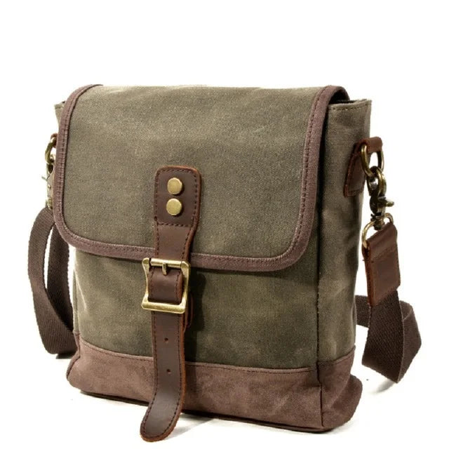 Oil Wax Canvas Leather Crossbody Bag Unisex Military Vintage Messenger Bags Shoulder Bag for men Casual Travel Bags