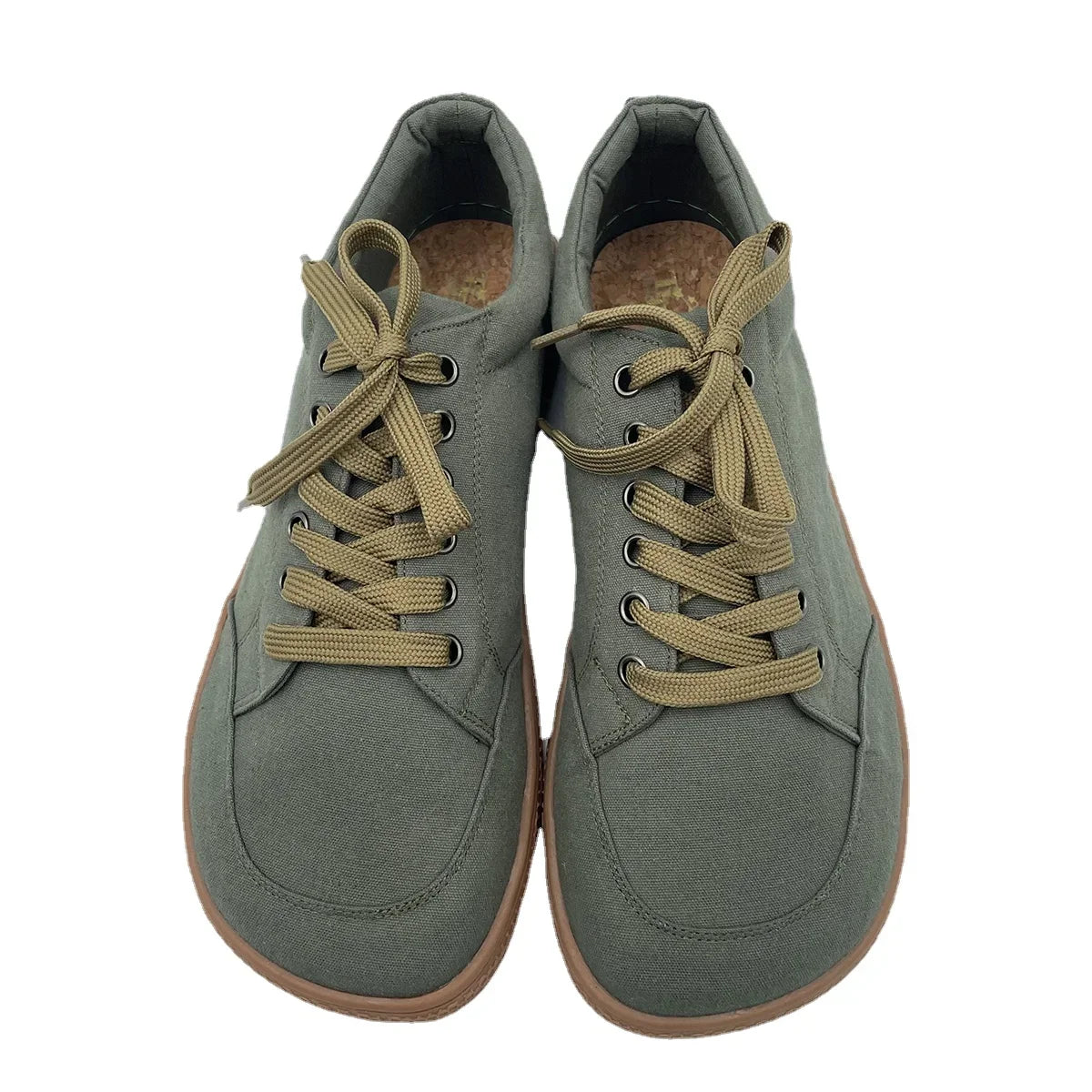 Tipsietoes Natural 100% Cotton Canvas Barefoot Women Lace Sneaker with Flat Soft Zero Drop Sole Wider Toe Box Light Weight