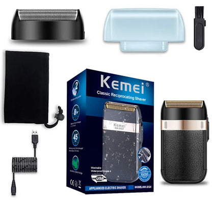 Original Kemei Rechargeable Shaver For Men Waterproof Electric Shaver Beard Machine Bald Head Electric Razor With Extra Mesh