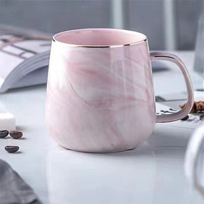 1PC Ceramic Cup Nordic Gold Rim Coffee Oatmeal Breakfast Cup Creative Personality Mug Marble Pattern